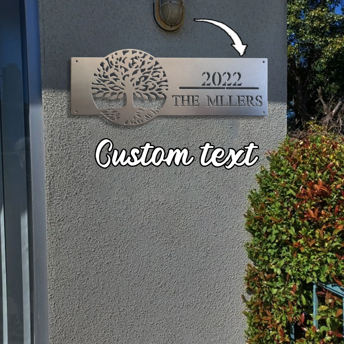 1pc Custom Lifetree Style Metal Wall Door Plaque,Home Room Garden Garage Door Fence Farm Decor,House Seasonal Family Gift view 4