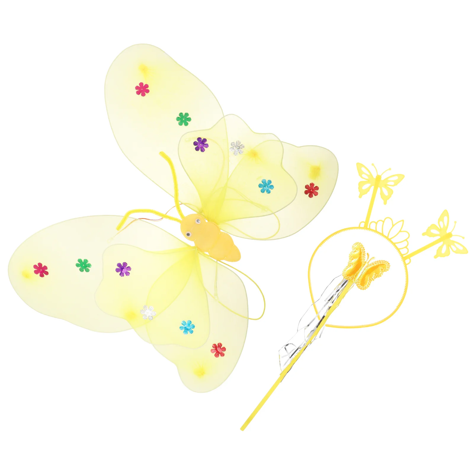 

3 шт., двухслойная повязка на голову с крыльями эльфа, набор палочек феи для девочек, блестящий костюм, танцевальная сцена, день рождения