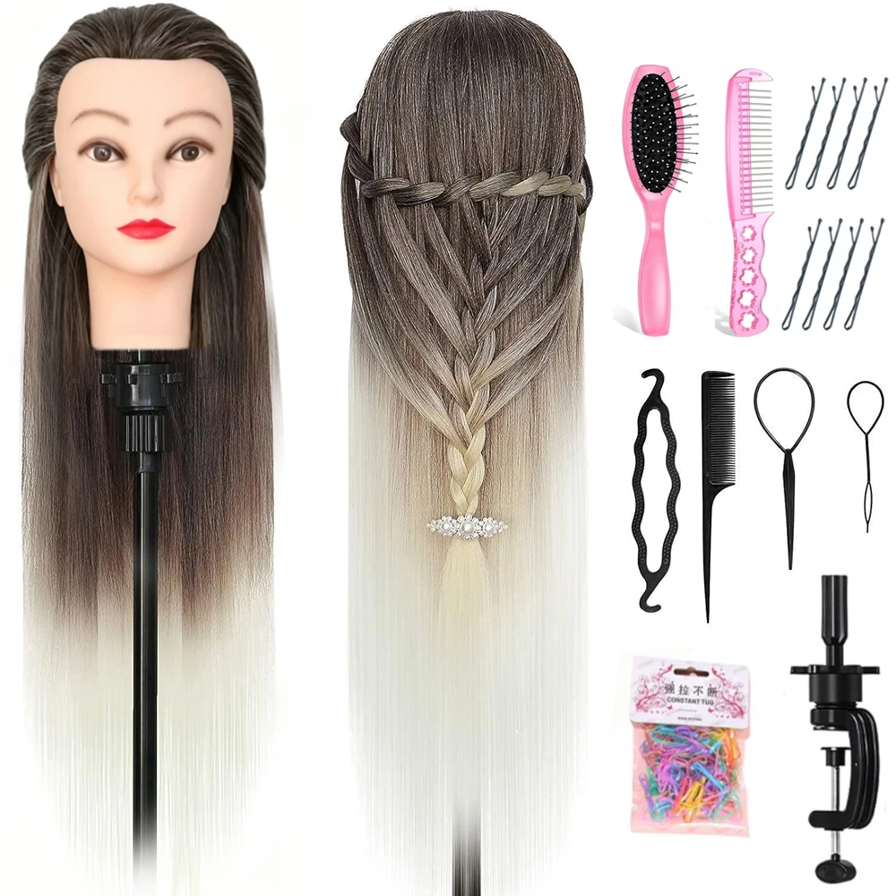 

26'' Training Head Braiding Doll Head,for Hair Styling Manikin Cosmetology Mannequin Head Practice Model Head