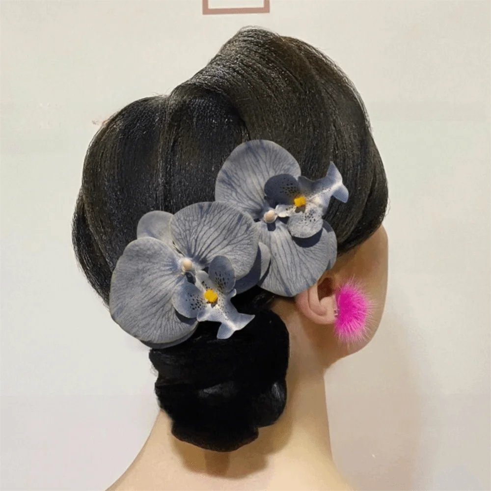 

New Large Size Orchid Flower Hair Clip Pink Color Flower Pattern Barrettes Ornament Cloth Flower Hairgrip