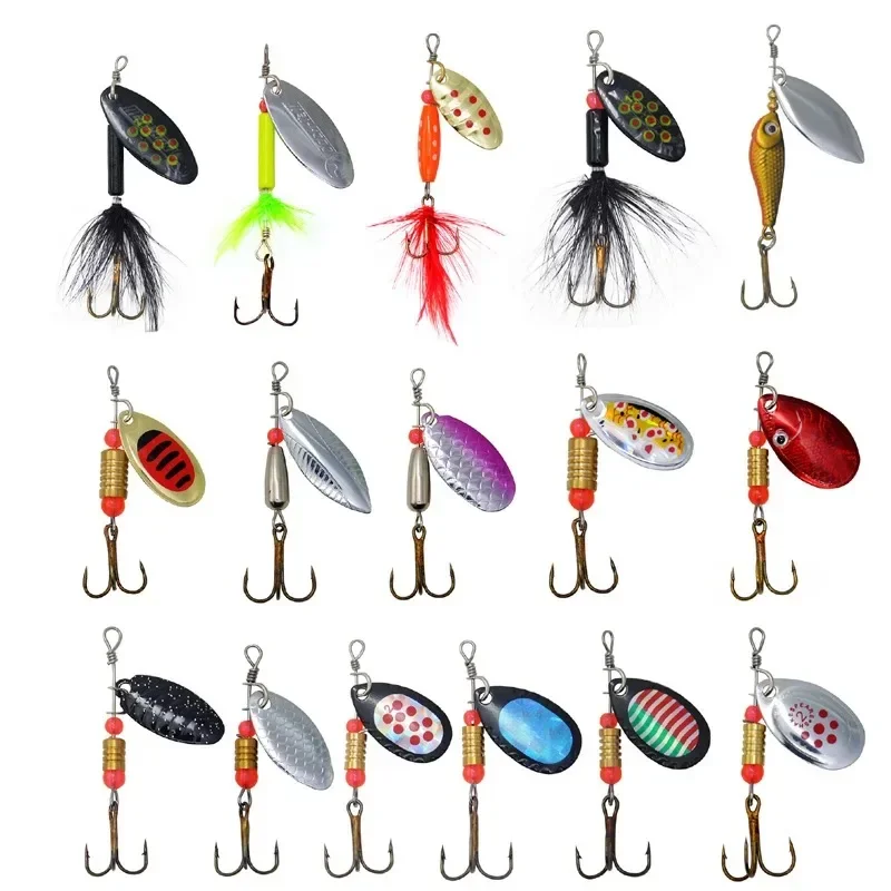 2026 Metal Composite Sequin Pike Trout Fish Bait 30 Types Artificial Spinner Fishing Lure Set With Treble Hook