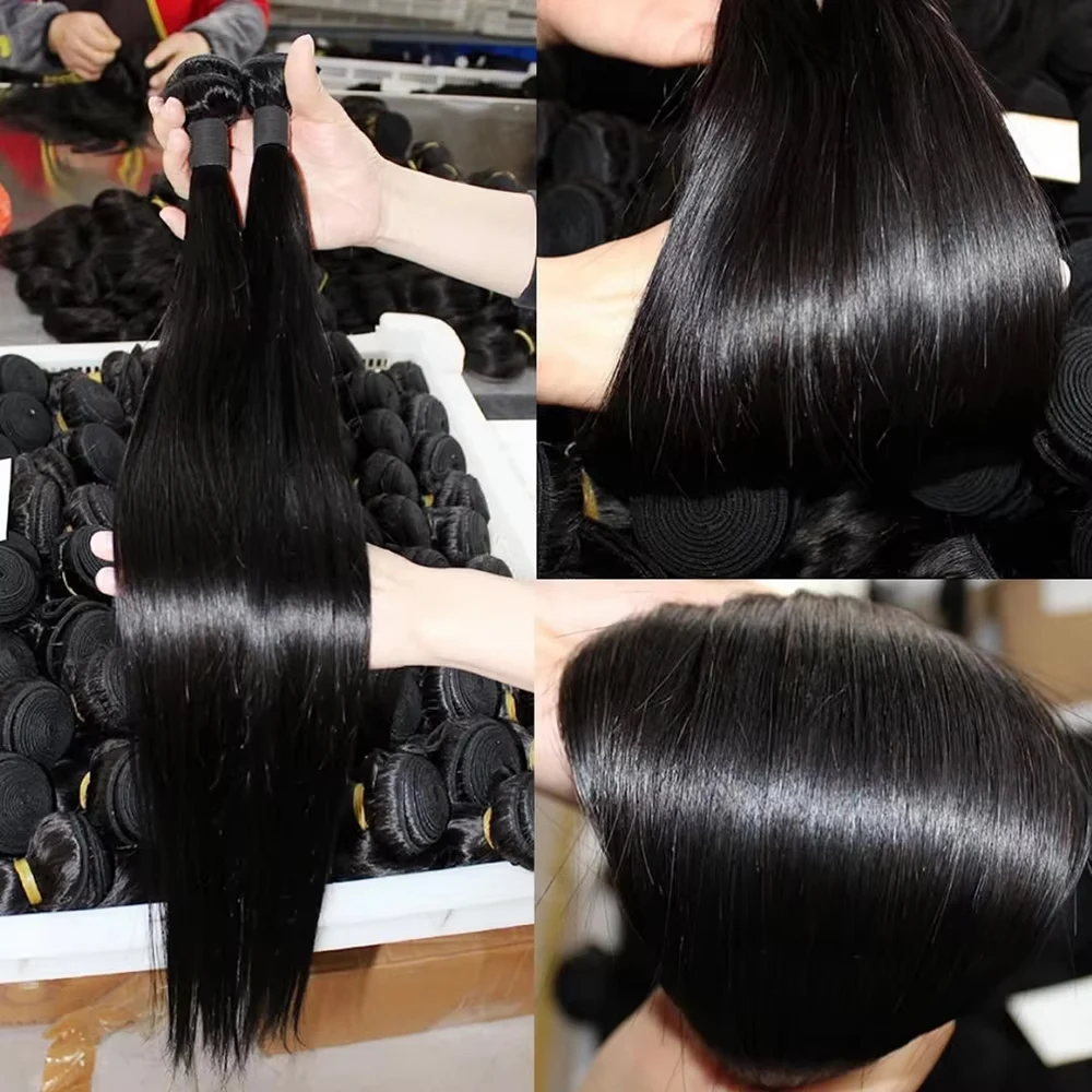 15A Glatte Echthaar-Bündel mit Verschluss 2x6/5x5/13x4 Brasilianische Jungfrau-Rohhaar-Extensions 100% Echthaar für Frauen – Detail 7