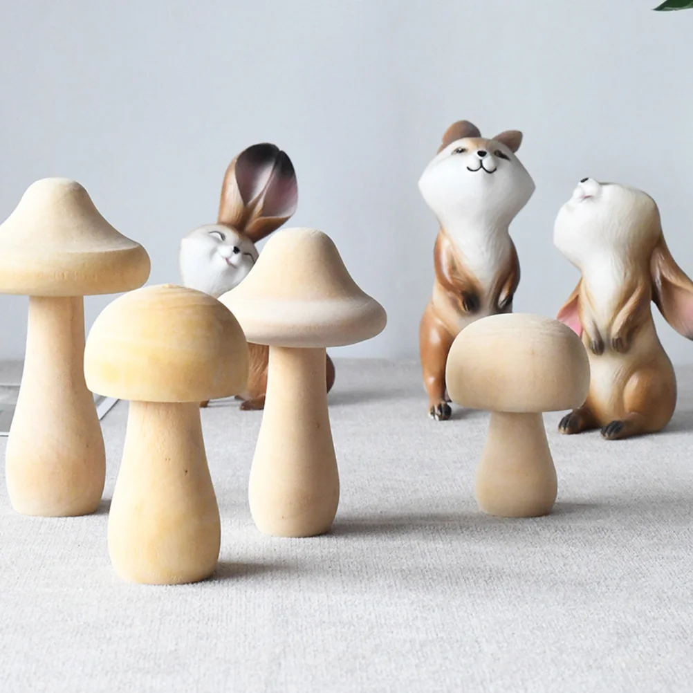 

15 Pcs Small Wooden Mushroom Children Toy Sculpture Artificial Children's Painted Toys DIY Festival Home Decor Fun