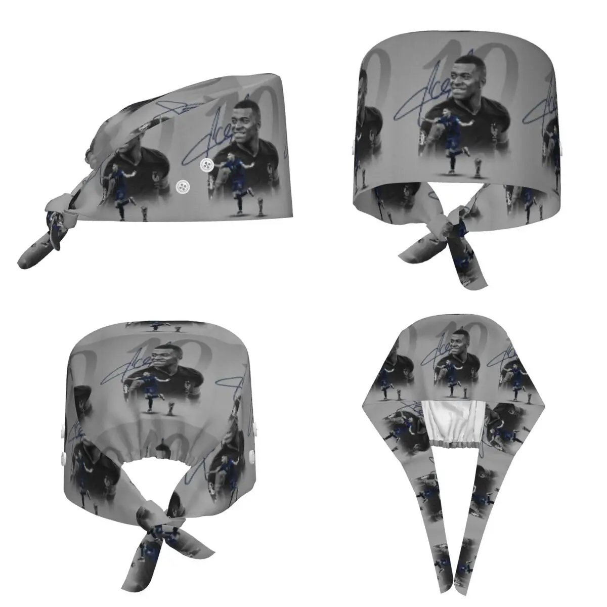 Football KM Mbappe Soccer Scrub Hat Doctor Working Surgical Cap Men Women Adjustable Nursing Caps for Dentist