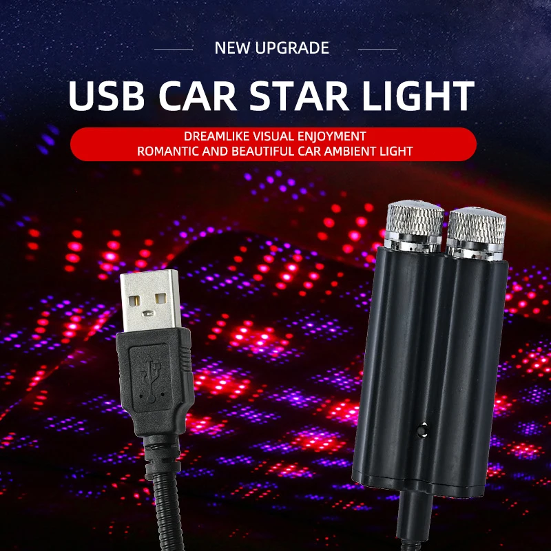 1Pc Mini LED Car Interior Roof Star Night Light Projector Atmosphere Starry Light Decoration Night Party Decor USB Starry Light