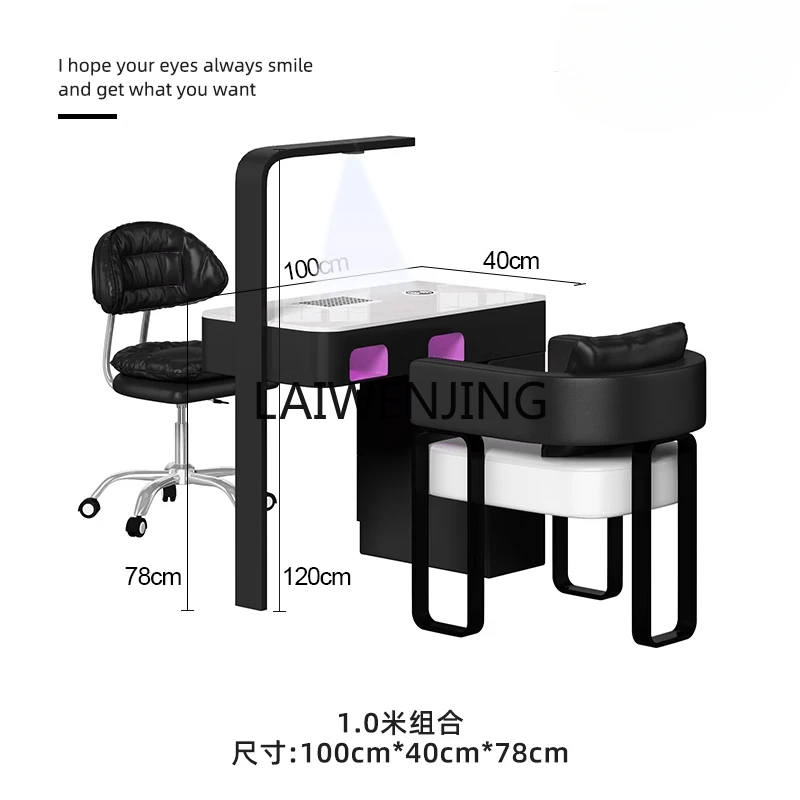 MJY panda color marble high power with vacuum cleaner nail salon table full set combination