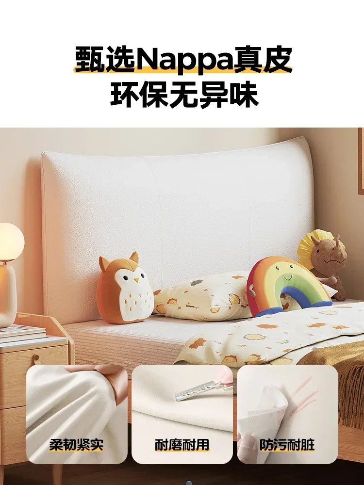 Boy Girl Simple Modern Teen Bedroom Cream Wind Ash Full Solid Wood Bed