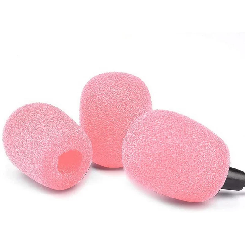 Dropship-20 Pack Lapel Headset Microphone Windscreen, Microphone Sponge Foam Cover Mini Size Lavalier Microphone Windscreen Pink