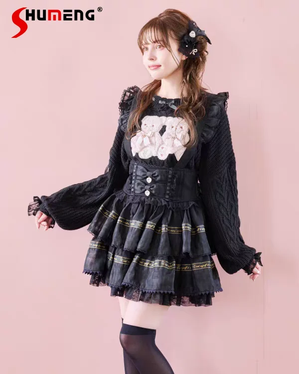 

Japanese Liz Sweet Lolita Strap Skirts Spring Autumn New 2025 Girl's Women's High Waist Slim Elegant Lolita Short Skirts 2025