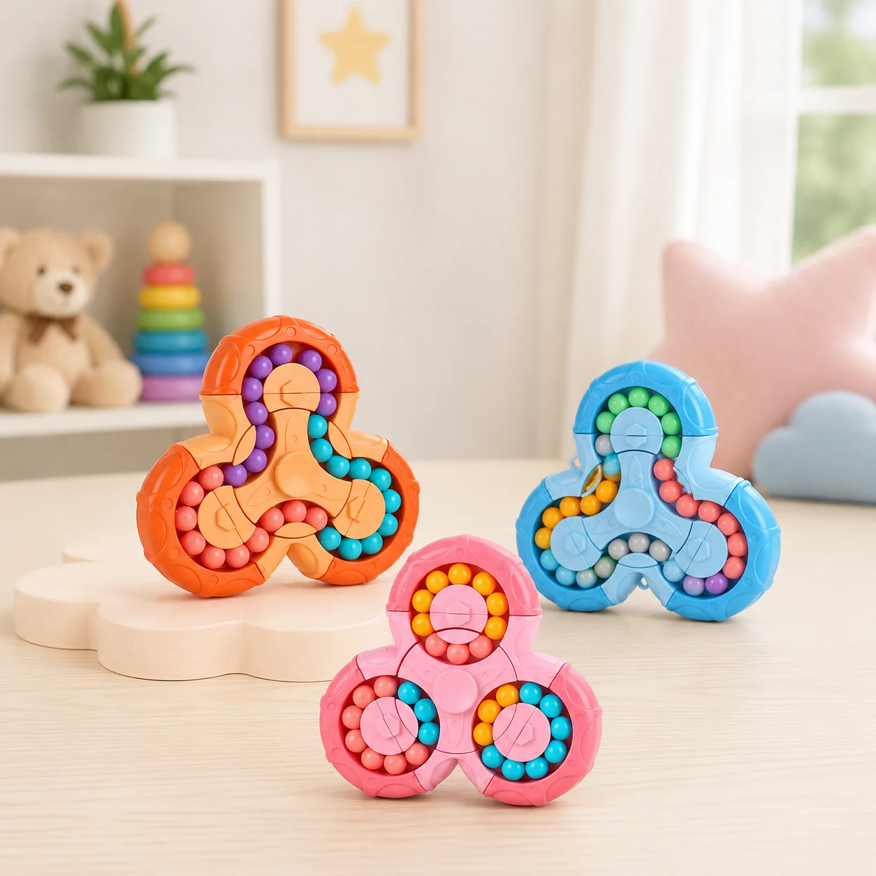New Ten-sided Rotation Finger Magic Beans Spin Bead Puzzles Game Gyro Antistress Learning Educational Magic Disk For Children