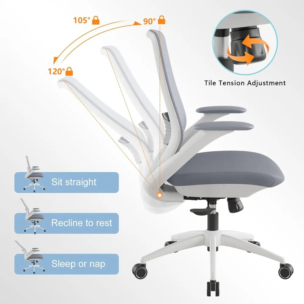 Executive Office Chair with Adjustable Arms Home Office Desk Chair with 3-Level Tilt Backrest and Swivel Rolling Compu