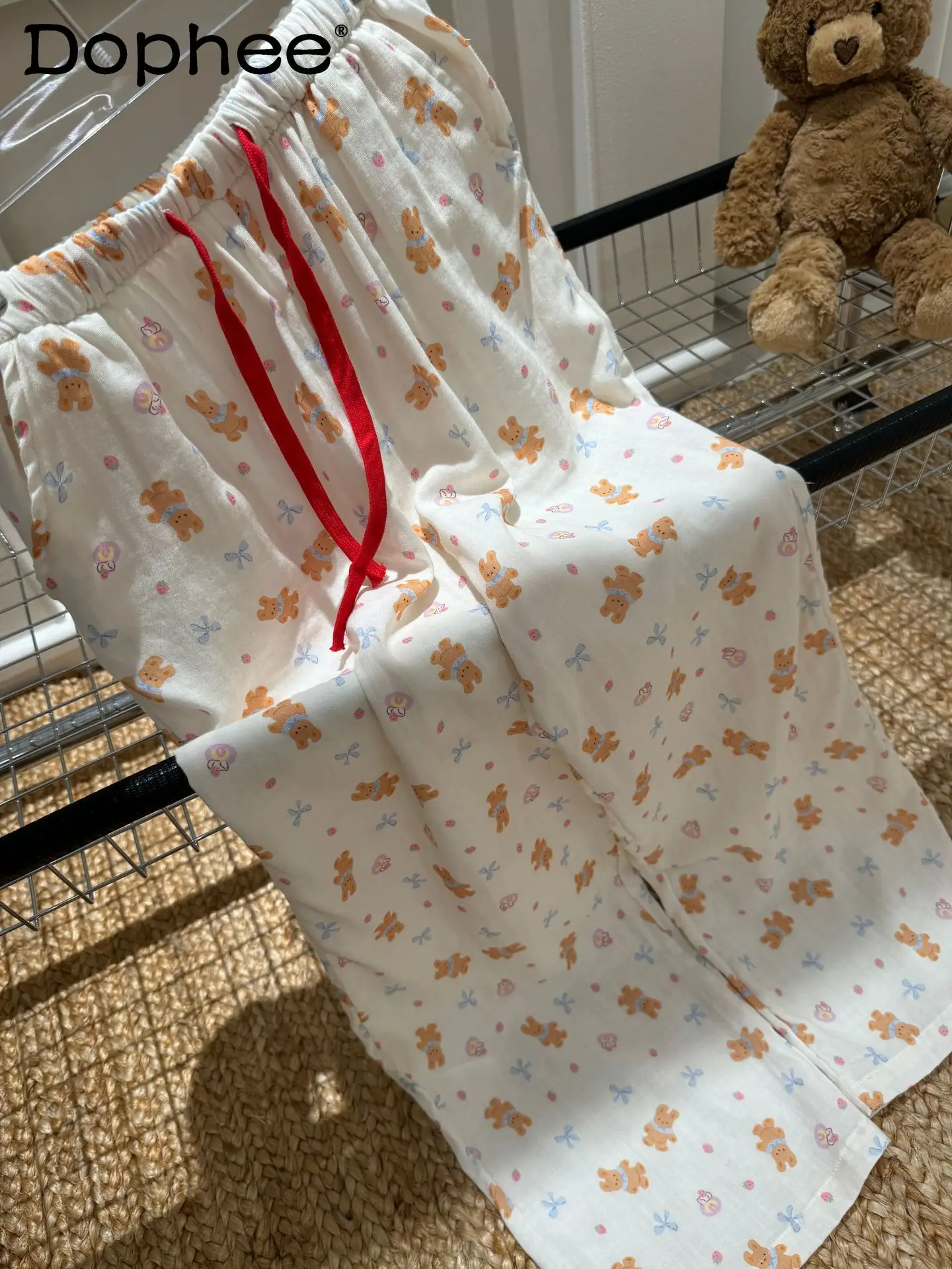 

Пижамные штаны из 100% хлопка в японском стиле, новые летние милые свободные повседневные милые домашние штаны с героями мультфильмов для девочек