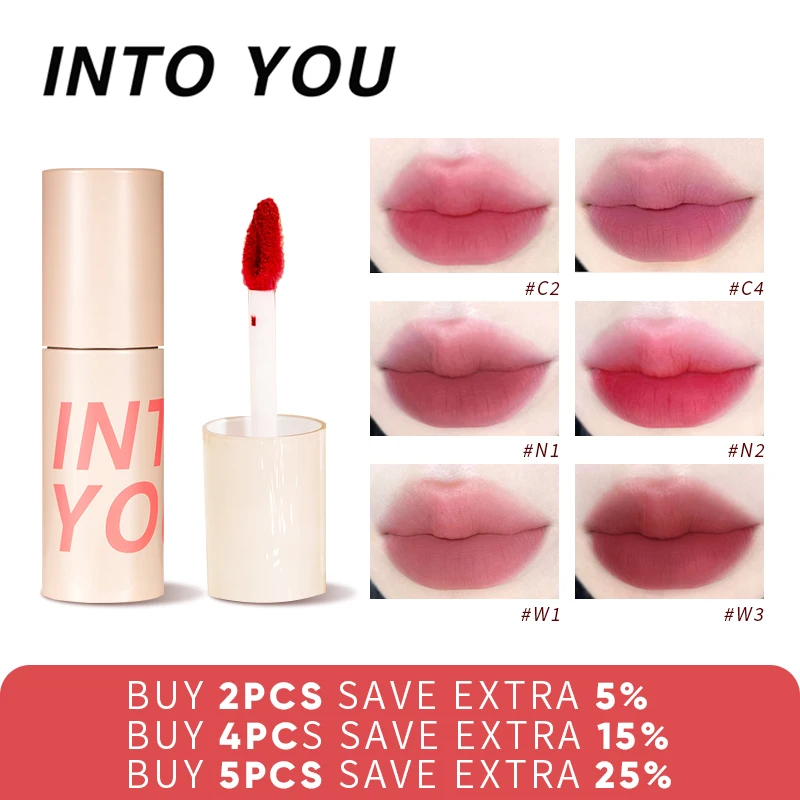 INTO YOU Matte Lipstick Light Thin Texture Lip Tint Long Lasting Natural Lip Mud For Lips Women Grape Flavor