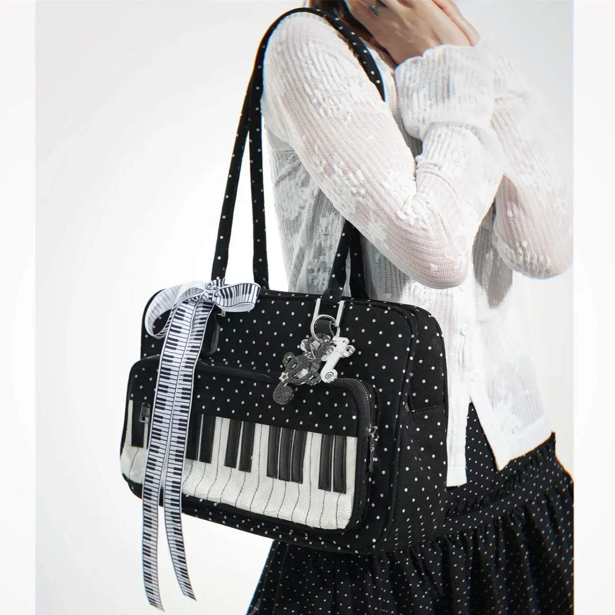 

Underarm Shoulder Bags for Woman Hit Color Wave Point Piano Bag 2025 Sac Femme Lace-up Bow Bolsos De Mujer Spice Girl Bolso