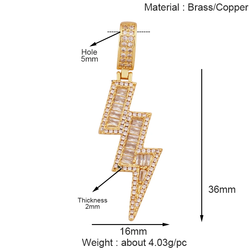 Trendy Lightning Star Pattern Geometry Charm Pendant,Real 18K Gold Plated Zircon Jewelry Necklace Accessories Supplies S09