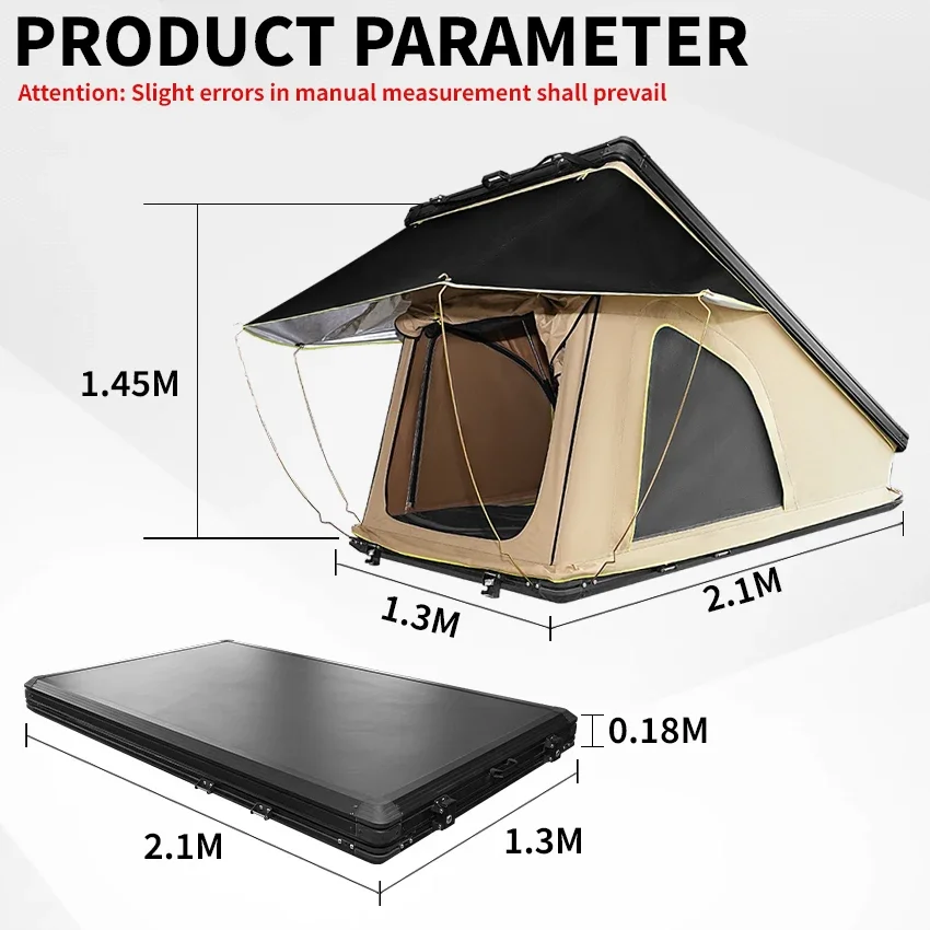 Professional Manufacture Cheap Triangle Clamshell Camping Buggy Roof Tent Hard Shell Aluminum Cover   2-3 Person