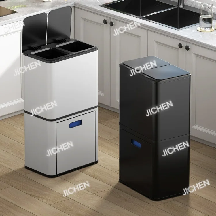 

Neu cabinet type double-layer multi-classification intelligent induction trash can stainless steel for kitchen