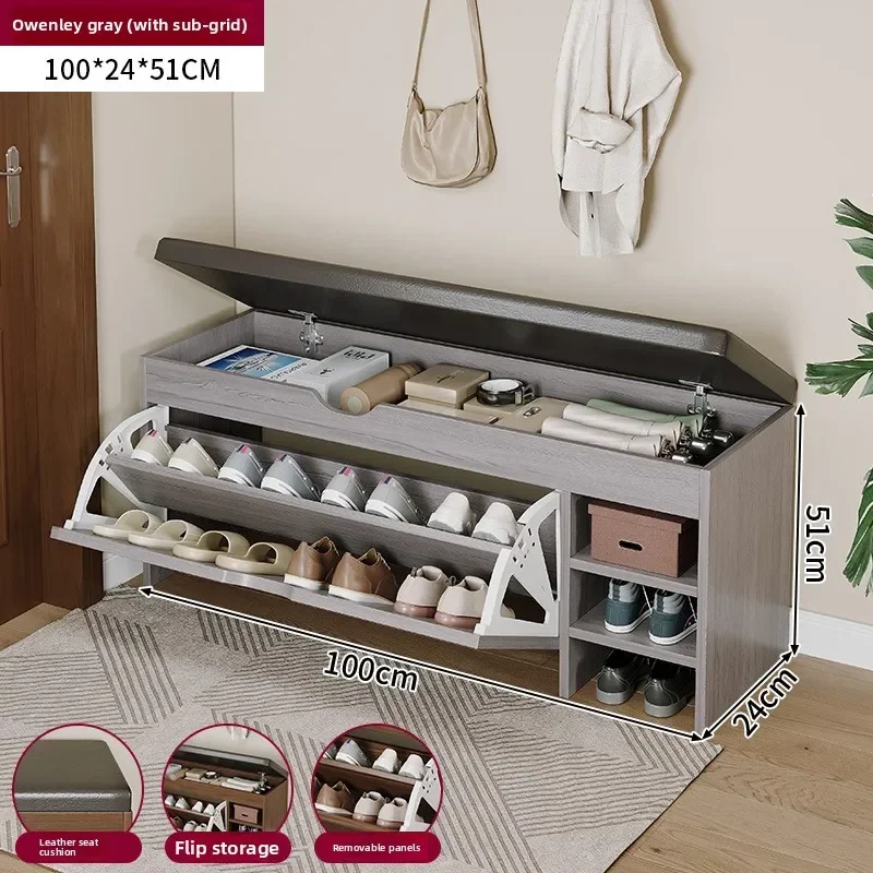 Household Goods Shoe Change Stool Household Simple Entrance Door Cushioned Wear Shoes Long Stool Bucket Low Shoe Cabinet