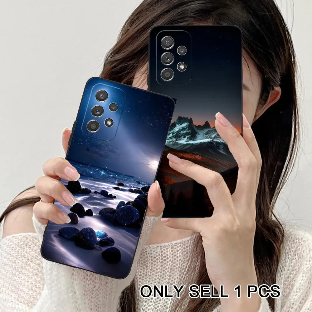 Pretty Night Nature Phone Case for Samsung Galaxy A57 56 55 54 53 52 51 37 36 35 34 33 32 31 5G Soft TPU Shockproof Cover
