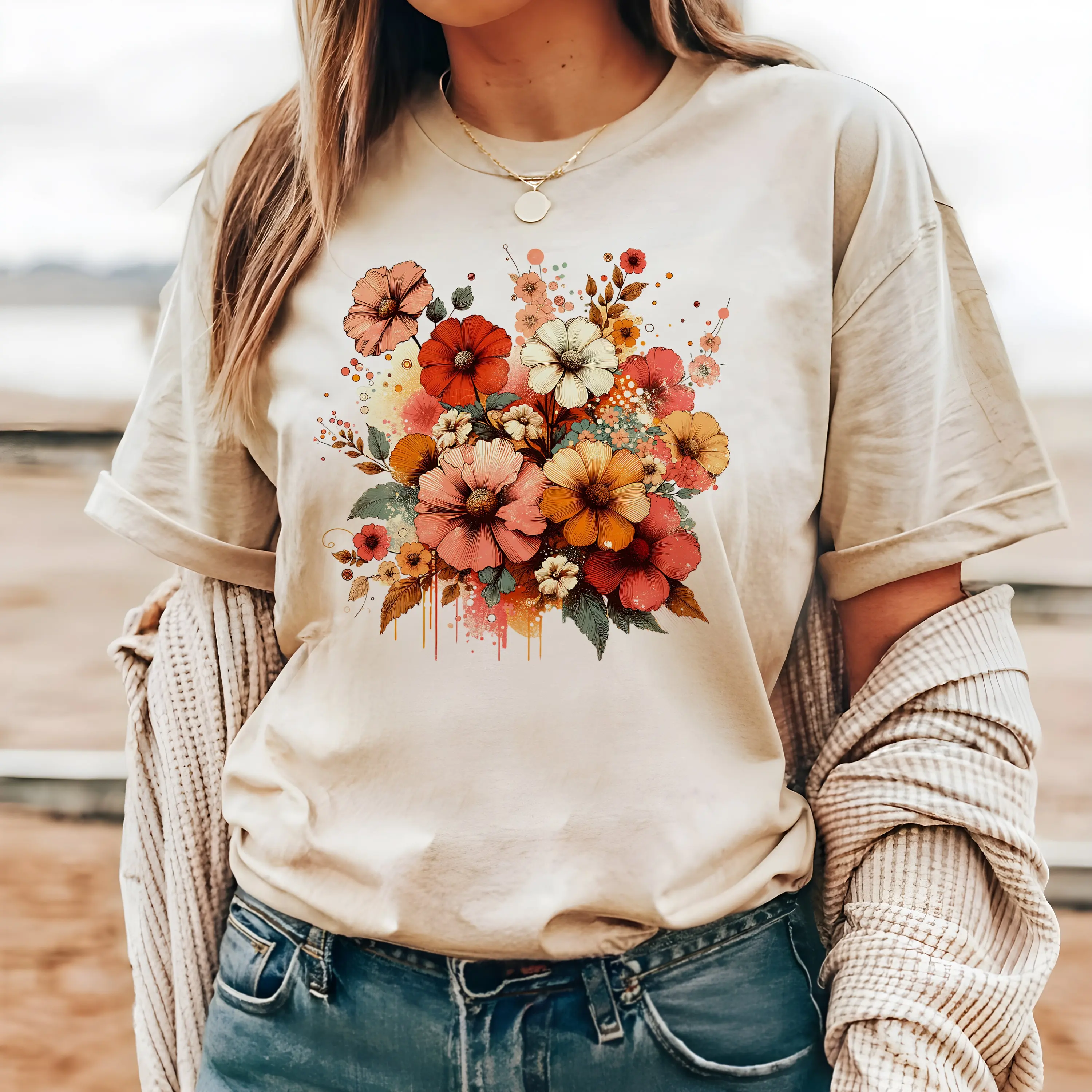 Floral Vintage Boho Flower T Shirt 60s 70s 80s Flowers Spring