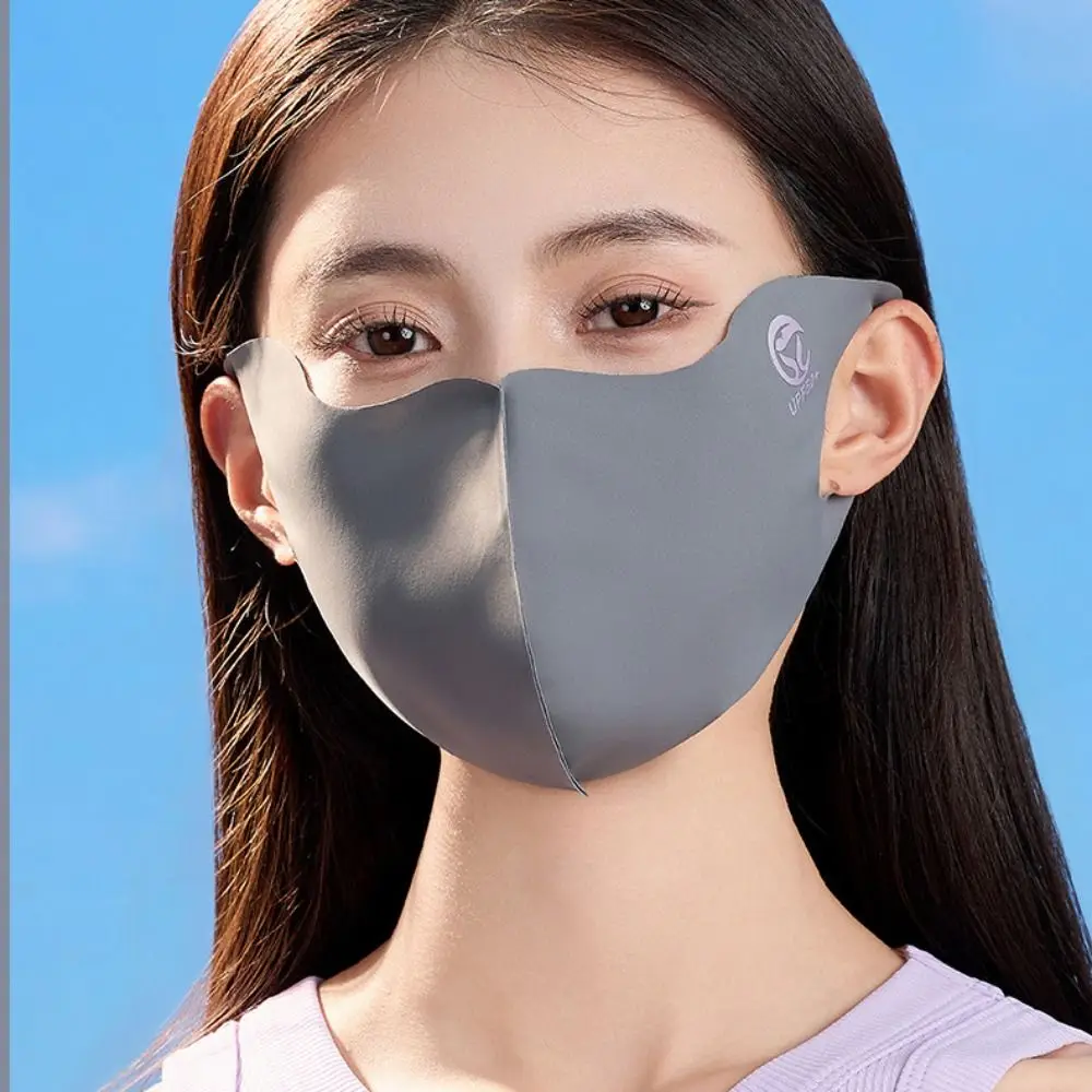 Breathable Sunscreen Face Scarf Ice Silk Mask Face Mask Summer Face Cover UV Protection Solid Color Face Gini Mask Fishing