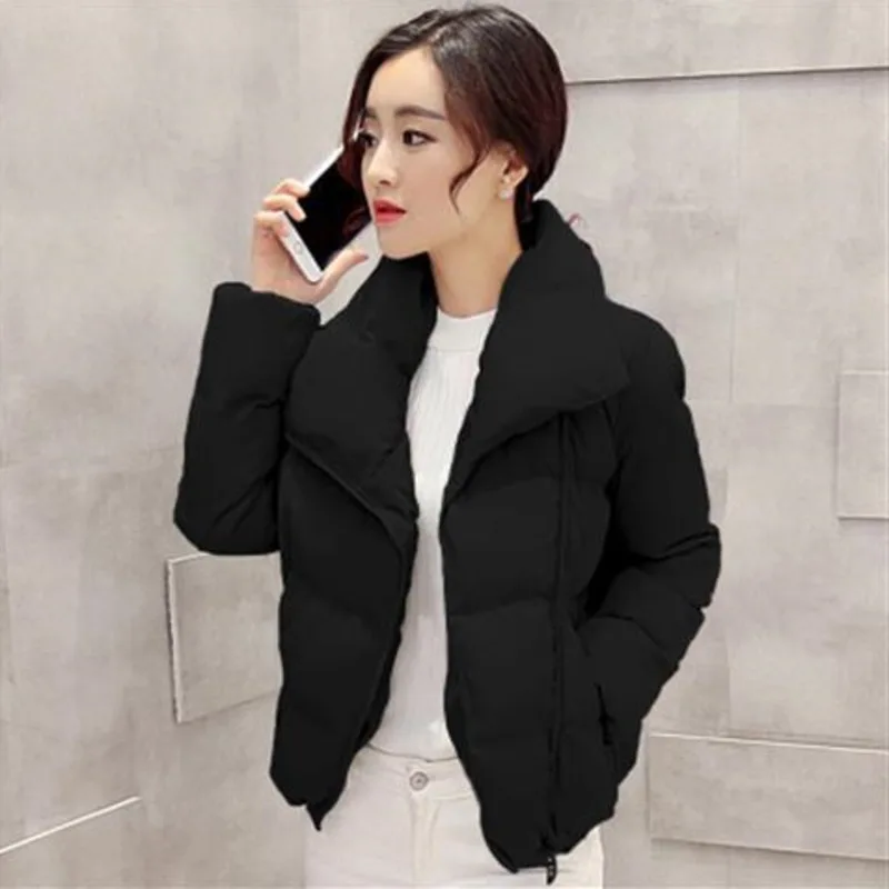 

Woman Jacket Parkas Coat Winter Cotton-Padded Long-Sleeved Stand-Up Collar Zipper Thick Bread Frivolous Korean Fashion Loose