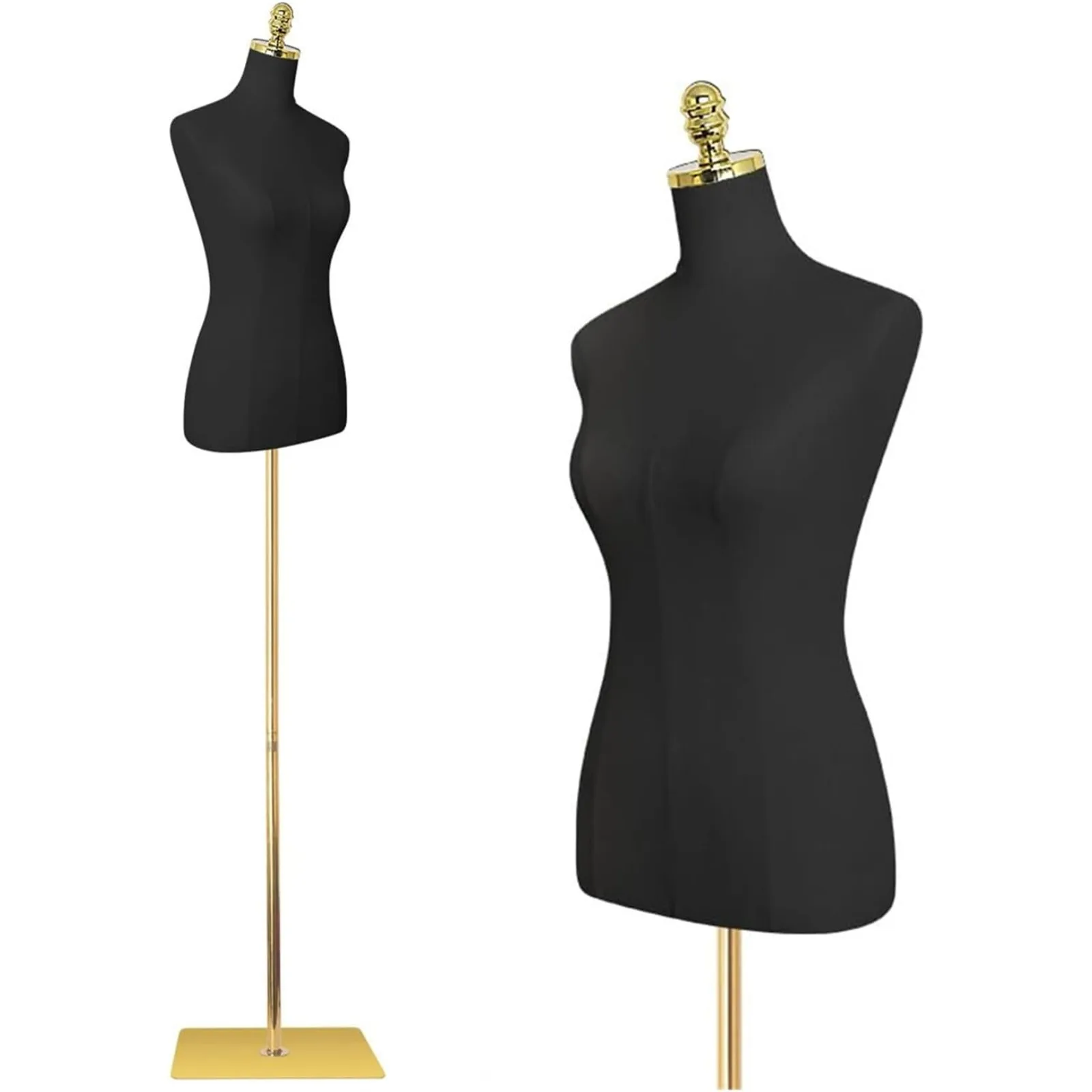 

US Female Mannequin Torso, Height Adjustable Dress Form Manikin Body Clothing Display with Metal Bracket and Rectangular Base