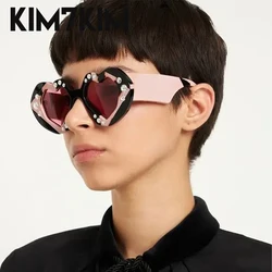 Heart-shaped Punk Y2k Sunglasses Women 2024 Luxury Brand Trend Rhinestone Love Sun Glasses Lady Party Shades Streetwear Sunglass