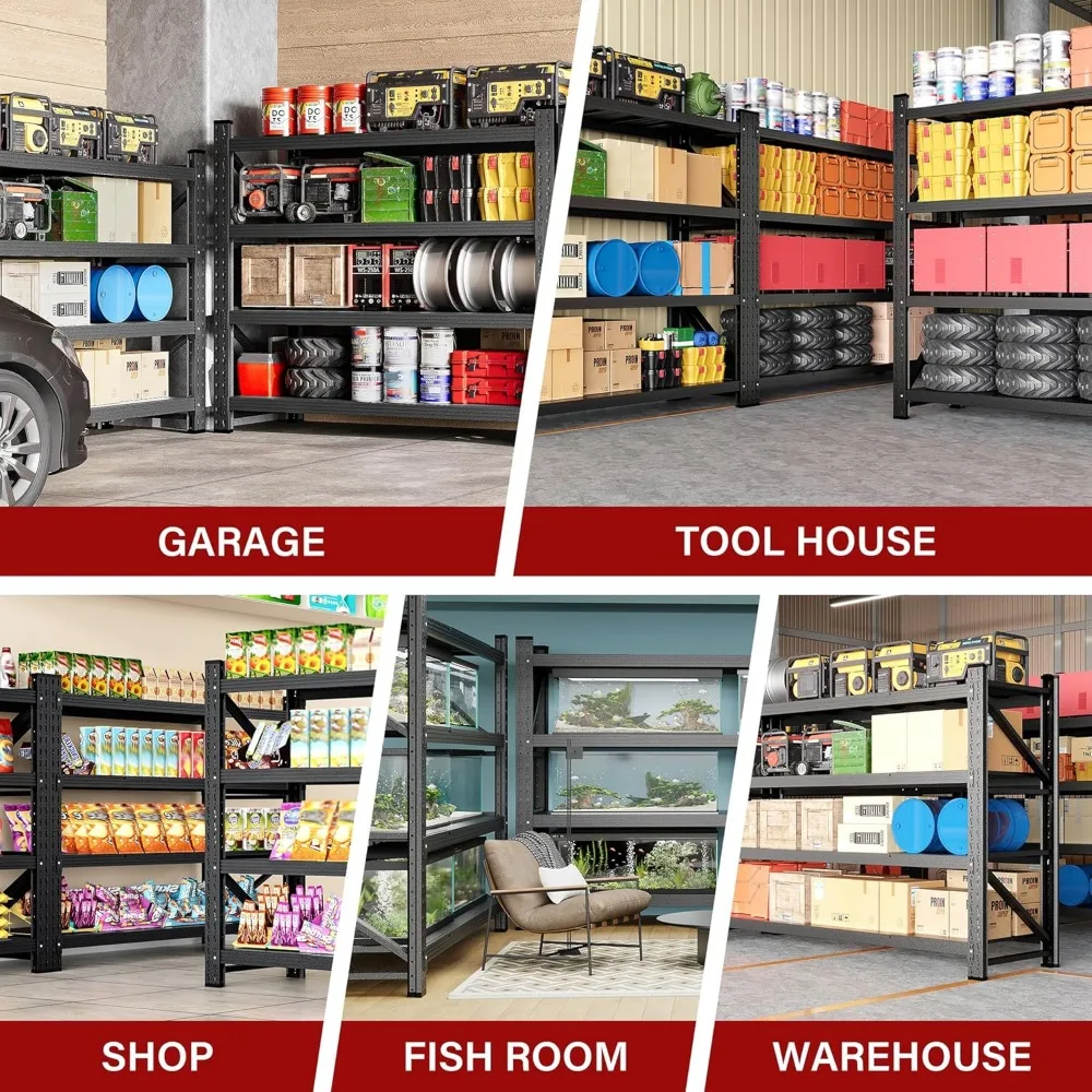 Heavy Duty 5000 lbs Capacity Garage Shelving Units - 60 Inch Wide and Deep Metal Storage Racks, Large Steel Shelves for Industri