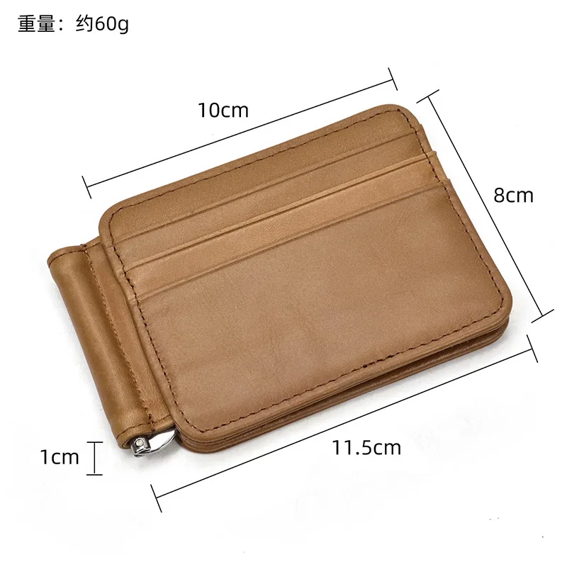 Geestock Men's Dollar Clip Genuine Leather Vintage Card Holder Head Layered Cowhide Men Wallet Multi Slot Card Bag Coin Purse