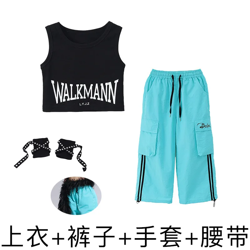 Hip Hop Kids K-pop Crop Top Street Dance Purple Pants Girls Streetwear Joggers Child Sweet Jazz Costumes Stage Clothes Sets