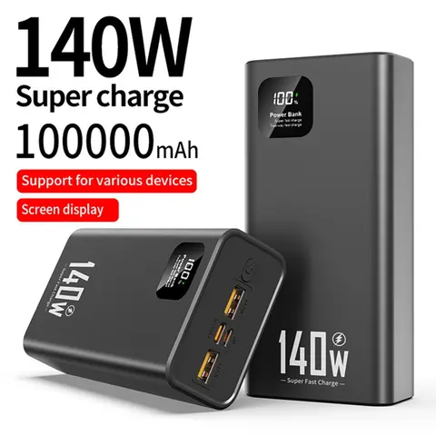 100000mAh 140W batterie externe haute capacité PD 22.5W charge ultra rapide chargeur de batterie Portable pour iPhone 12-17 Samsung 2026 nouveau