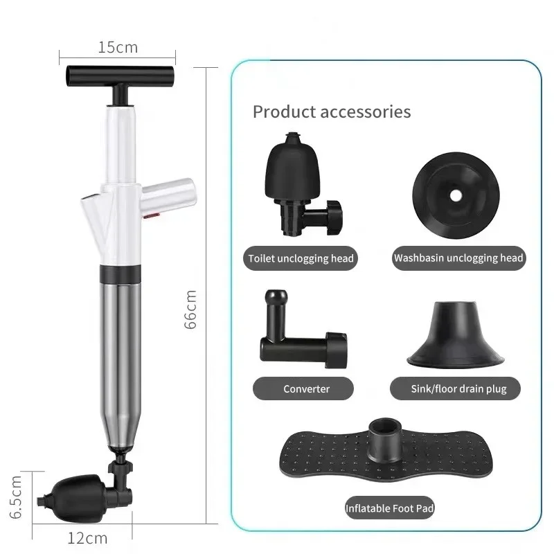 Toilet Clogged Unclogging Device Pipe Plunger High Pressure Drain Plunger Dredge Clog Bath Toilets Bathroom Shower Sink Bathtub