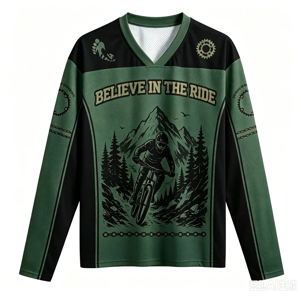 2026 Mountain Biker 3D Printed Men  Women's Long-Sleeved Sports V-Neck T-Shirt - Outdoor Cycling Leisure Sports Quick-Drying Top view 3