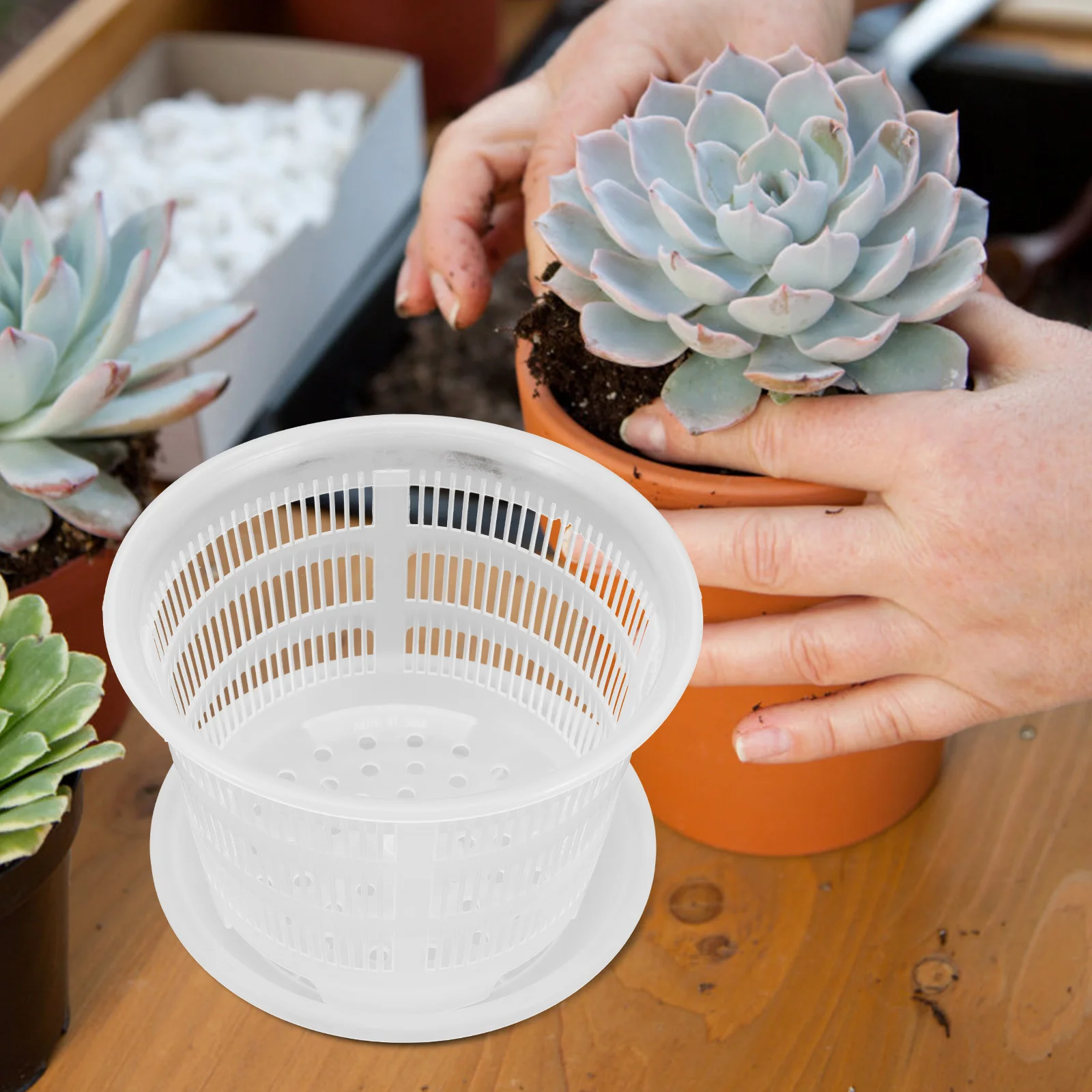 

4Pcs Strong Flexible Plastic Flower Pots with Drainage Holes for Succulents Orchids Home Plastic Flower Pot Garden Supply