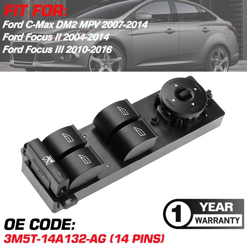 Переключатель управления окном автомобиля Главная Кнопка 3M5T-14A132-AG для Ford C-Max DM2 MPV 2007-2014 Ford Focus II III 2004-2016 3M5T14A132AG