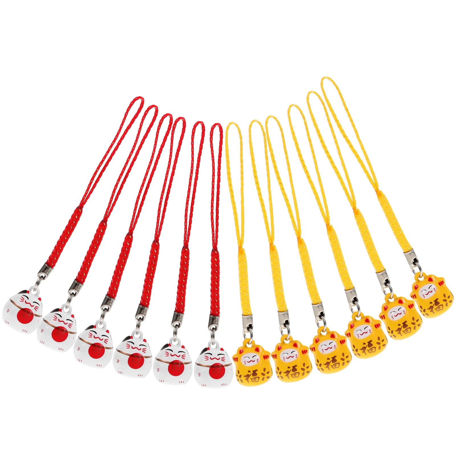 

12Pcs Hanging Pendants Keychain Decorations Adorable Cat Bell Design Suitable for Bag Mobile Case Chic Round Bells Accessories
