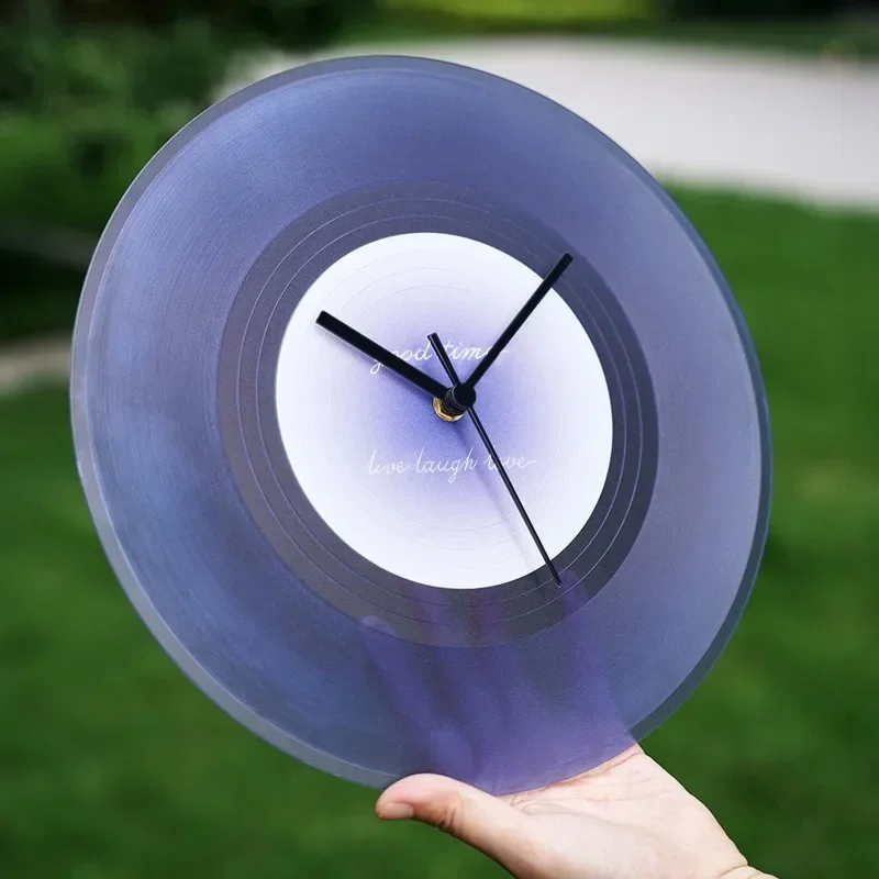Translucent color glue record clocks, simple light luxury record photo frame clocks and watches ornaments
