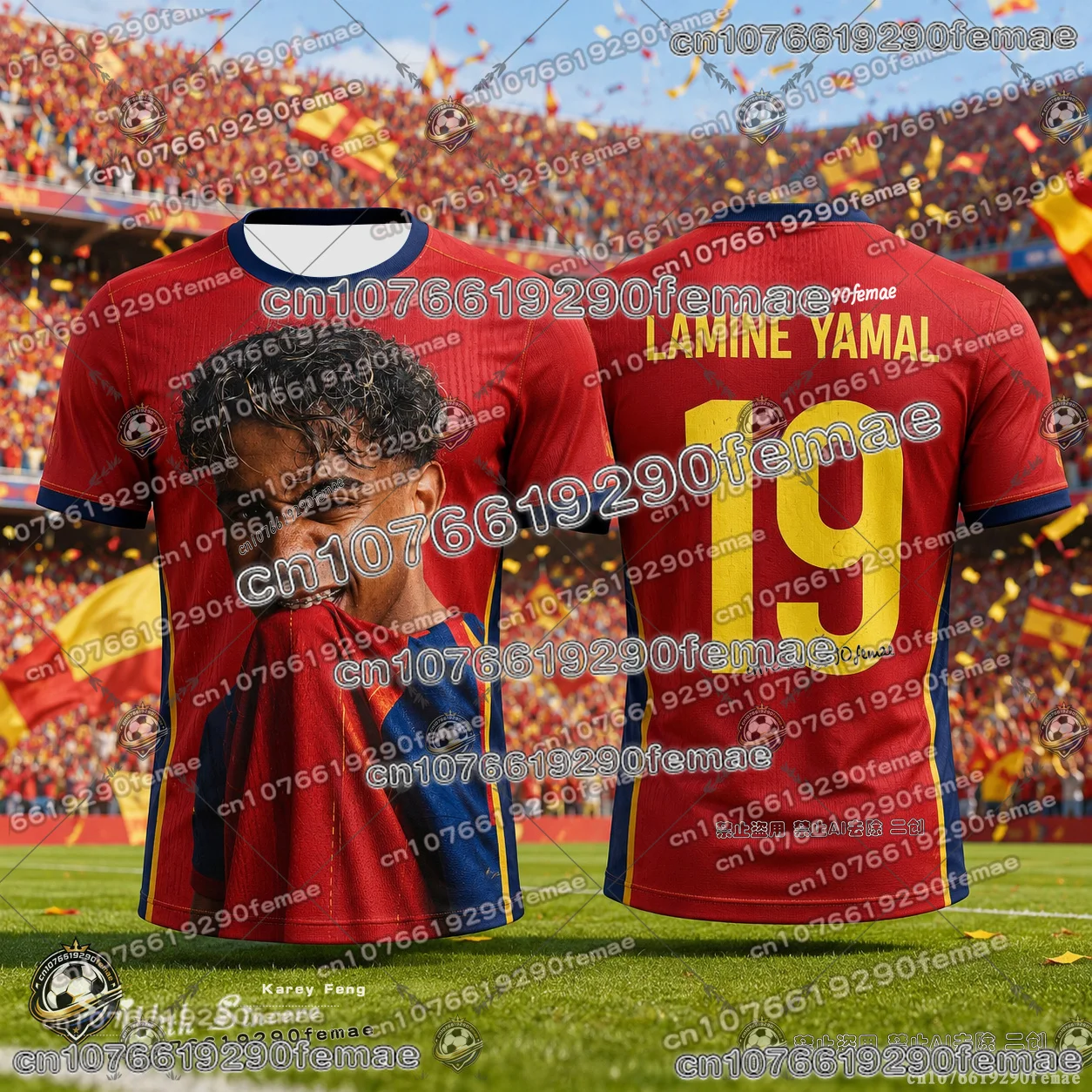 2027 New Hot Sale Lamine Yamal Soccer Fan Jersey Kids Adults 3D Printed Commemorative Fashion Comfortable Streetwear Top