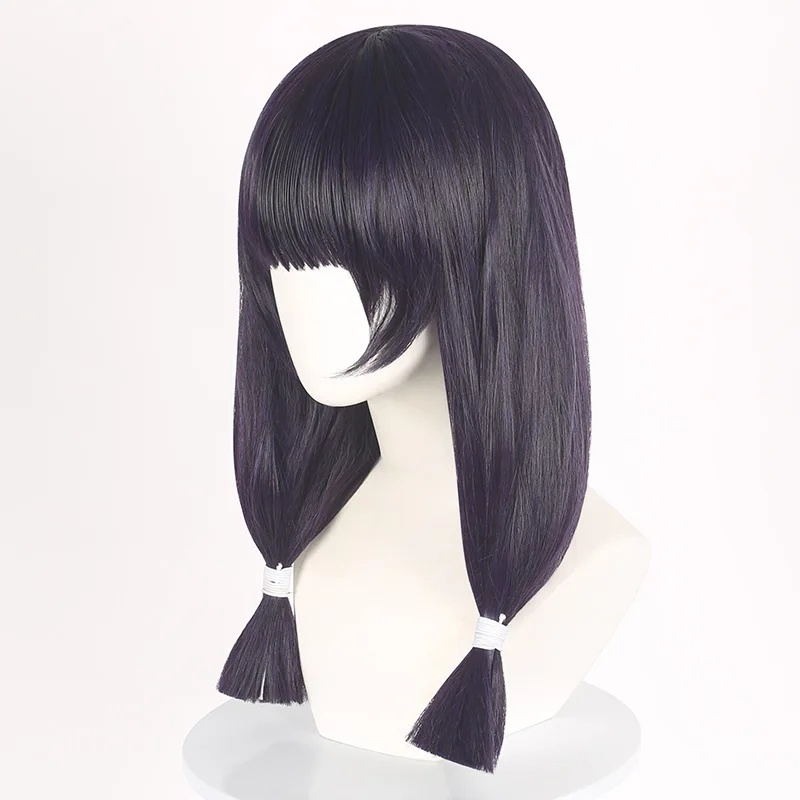 Doukou Synthetic Cosplay Wig Mid-Length Dark Purple Twin Ponytail Realistic Scalp Fan-Inspired Costume Hairpiece 24H Fast Ship