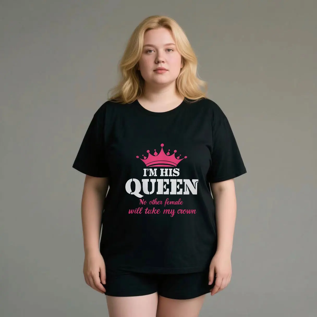 

The washing machine won't deform if thrown away casually plus size Ladies' casual short sleeved T-shirt black