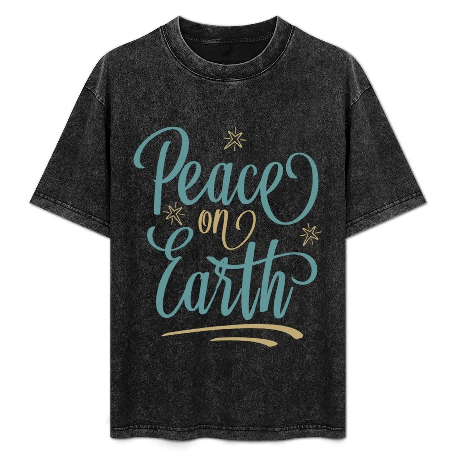 Peace on Earth Christmas and Holiday T-Shirt Simple Line Art Print Tee