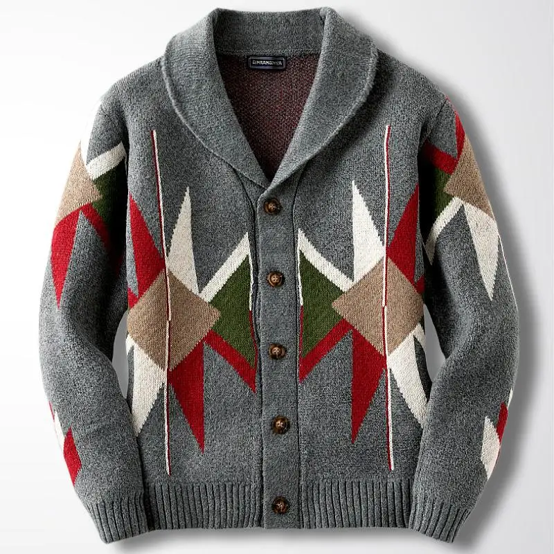 

Men's Thi Collar Knitted Sweater Jaet Busin Casual Long Sve Straight Cut Knitwear Winter Warm Cardigan Faion