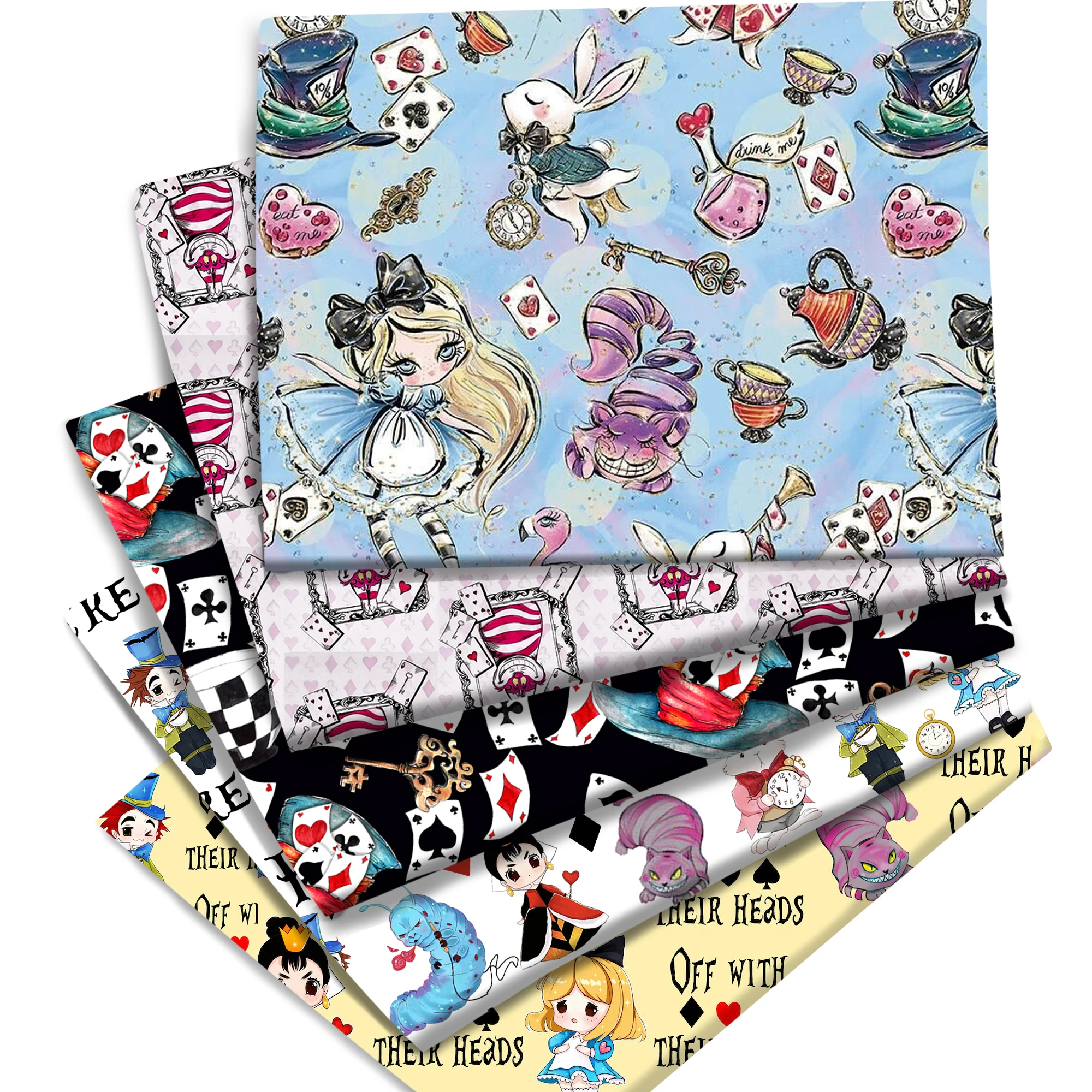 Free Ship wide145cm Poker Princess Alice 100% Or Polyester Cotton Fabric Patchwork Sew Diy Child Shirt Bedding Clothes Material