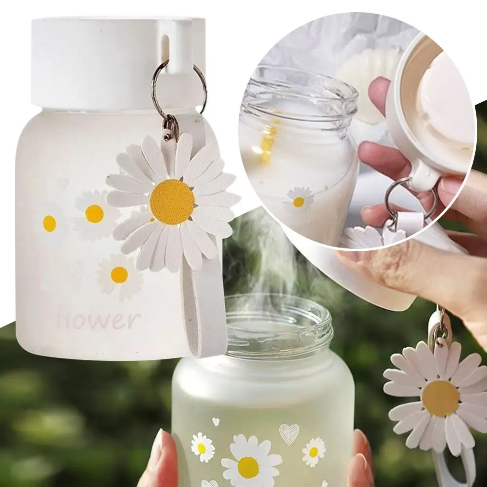 

1Pcs Cute Drinking Bottles Glass Cup Daisy Flower Frost Water Bottle Milk Juice Mug 300ML Travel Tumbler