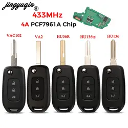 jingyuqin 433Mhz Flip Remote Key 4A PCF7961M Chip for Renault Kadjar Captur Megane 3 Symbol Logan 2 Sandero 2 Dacia Duster 3BNT