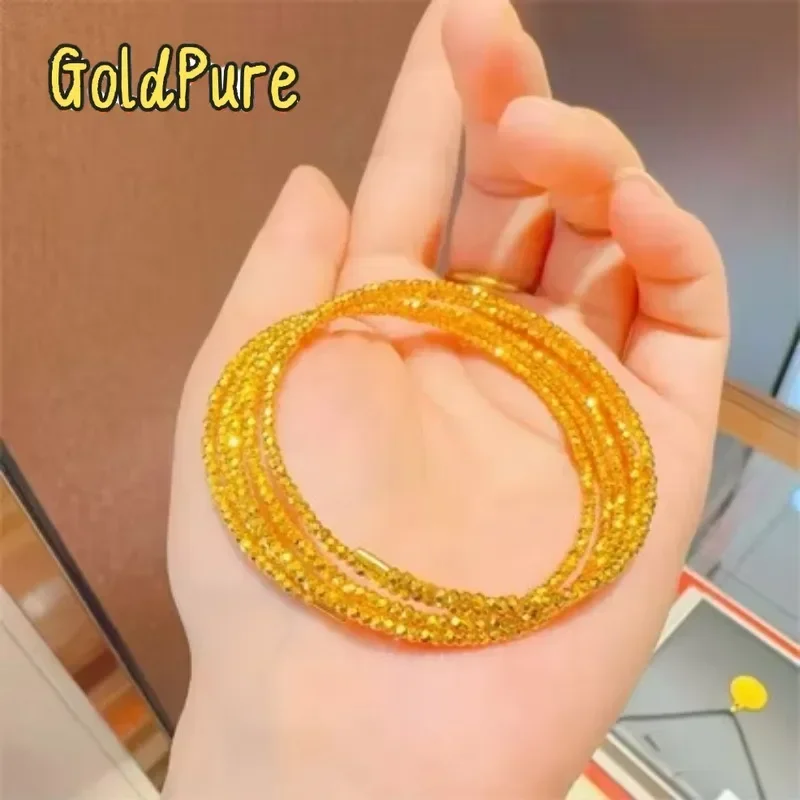 

Браслет Goldpure Disco Beads Elastic Five-Circle Memory из 24-каратного золота 9999 пробы, женский, с эффектом вспышки, подарок