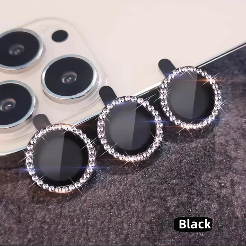 2-3Pcs Diamond Camera Protector for IPhone 14 15 Pro Max 12 Pro Tempered Glass Metal Rings Lens Case IPhone 12 11 Mini 14plus image 5