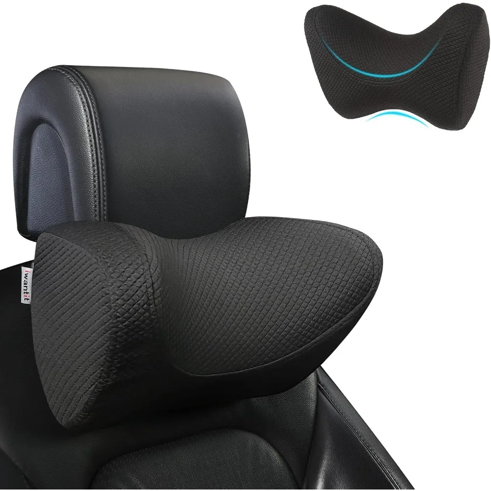 

® Car Neck Pillows with Memory Foam, Neck Supporting for Long Time Driving, Adjustable Straps and Comfy Outer Cover(Black,1Packa