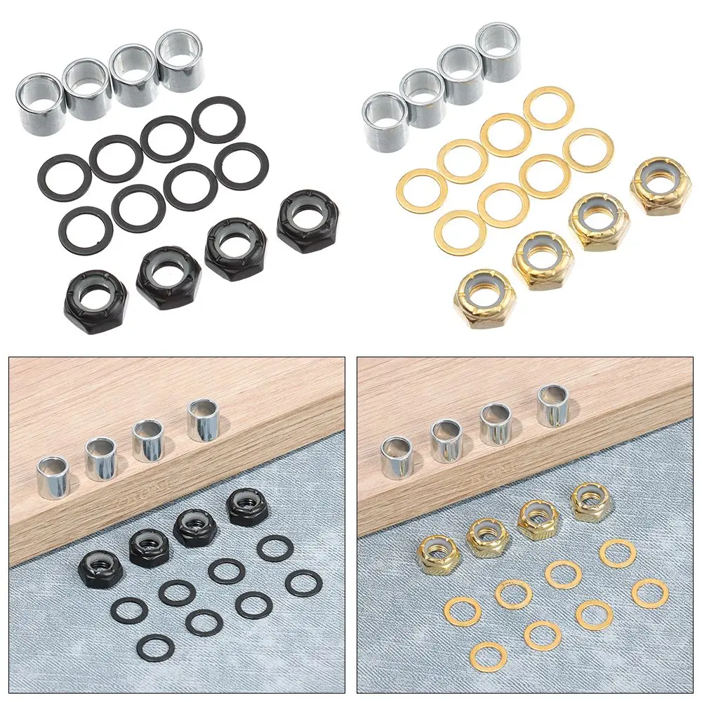 16pcs High Quality Accessories Kit Skateboard Longboard Parts Speed Rings Spacers Axle Nuts Skateboard Truck Hardware